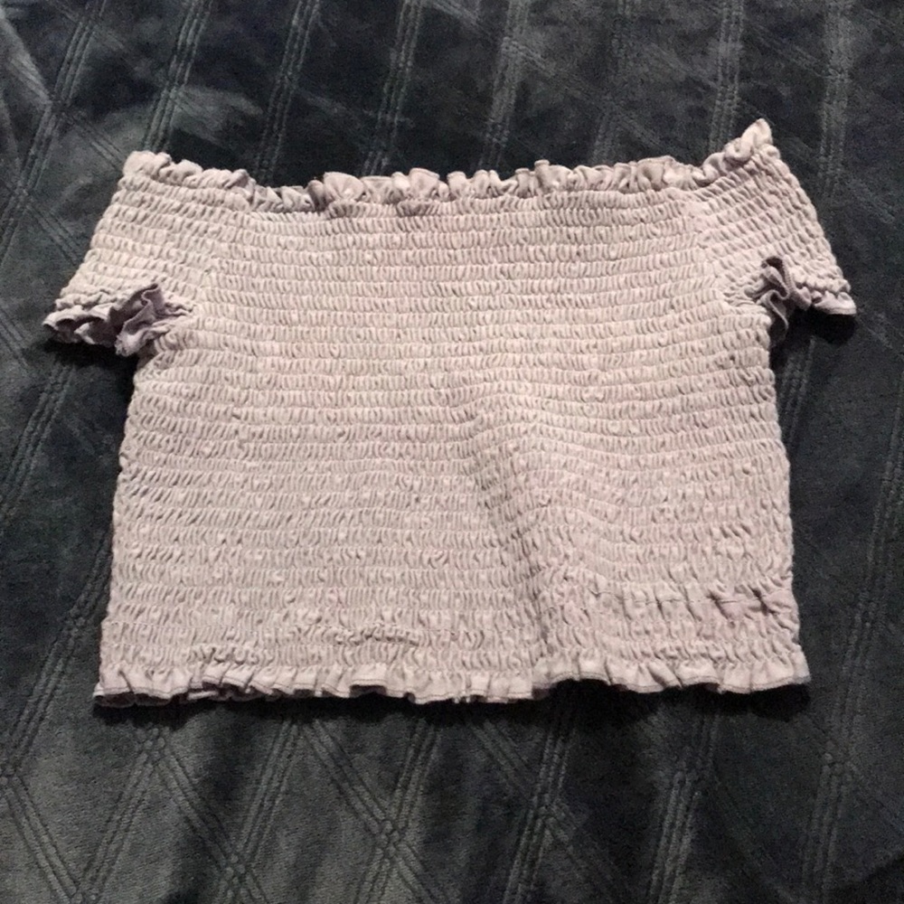 Scrunchy off the shoulder crop top